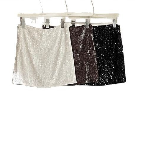 Dame glitrende mini nederdel med elastisk talje og trendy design Stilla