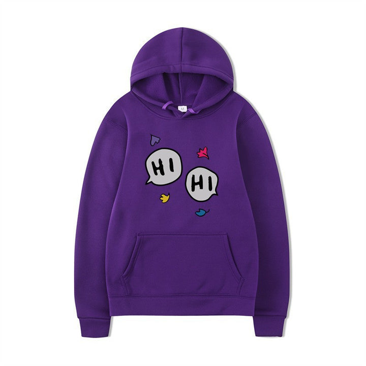 Dame hoodie med kreativt tegneserie design og kenguru lomme Skovae