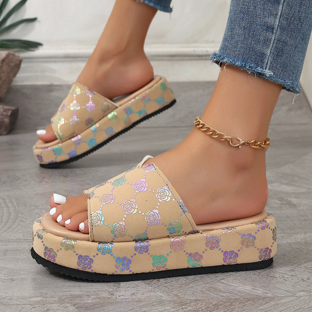 Dame Plateau-sandaler med floral glimmerdesign og komfortable såler Stilla