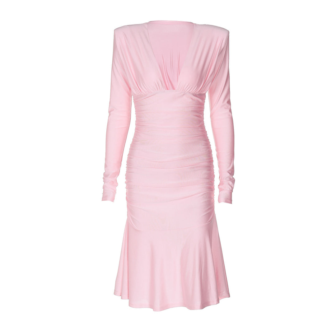 Dame Elegant Vinkjole med dyb V-hals og glat satinfinish Stilla