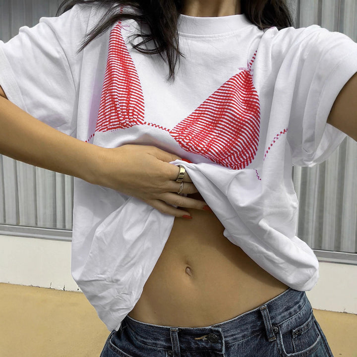 Dame oversized shirt med kreativ grafiktryk Skovae