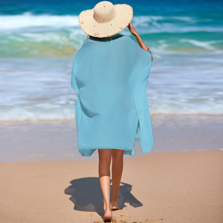 Dame luftig strand-kimono med moderne knapdetaljer Skovae