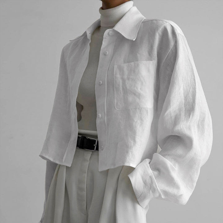 Dame Let bluse med korte ærmer lavet af høj kvalitet linnedstof med afslappede oversized ærmer Stilla