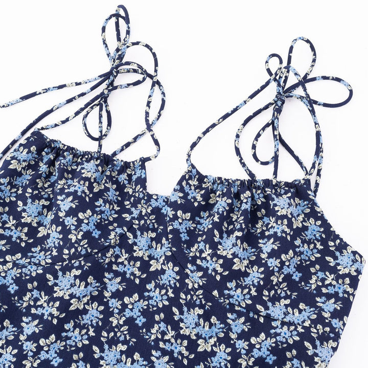 Dame Maxikjole med justerbare spaghetti-stropper og blomsterprint Stilla