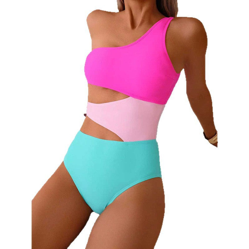 Damer ensidig badedragt med høj benudskæring og moderne cut-out design