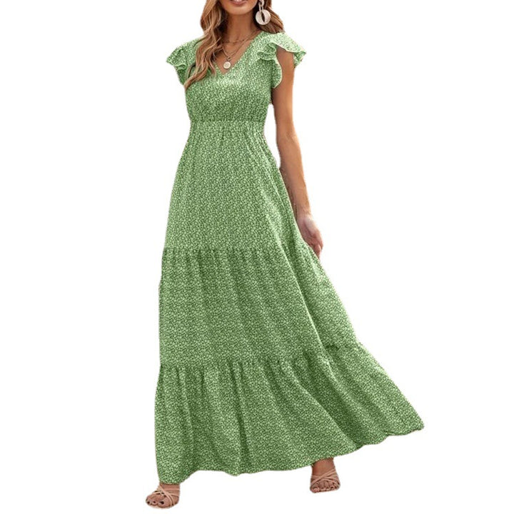 Dame Maxi-Kjole med blomstret design og voluminøst skørt Stilla