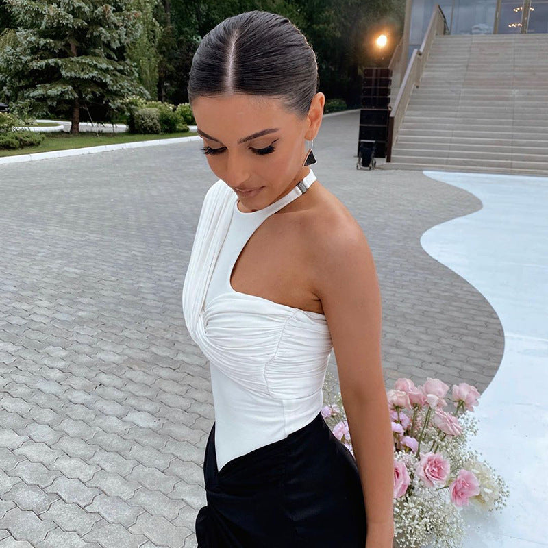 Kvinder Asymmetrisk Bodysuit med Plisseret detaljer Stilla
