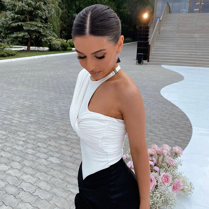 Kvinder Asymmetrisk Bodysuit med Plisseret detaljer Stilla