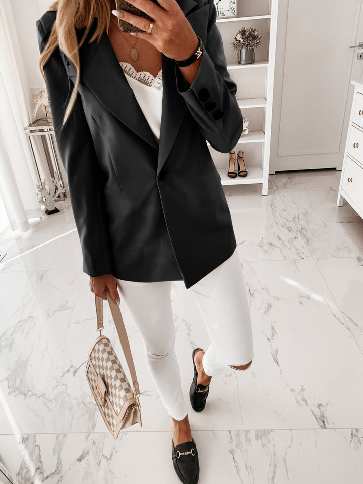 Dame Elegant Oversized Blazer med asymmetrisk snit Stilla
