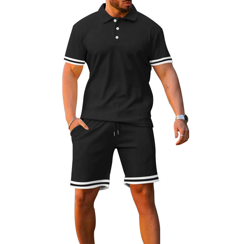 Herrer Sommer-Polo og Shorts Sæt lavet af åndbart materiale med sporty design Stilla