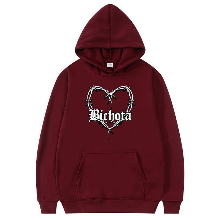 Kvinders hoodie med unikt hjerte design og broderet skrift Skovae