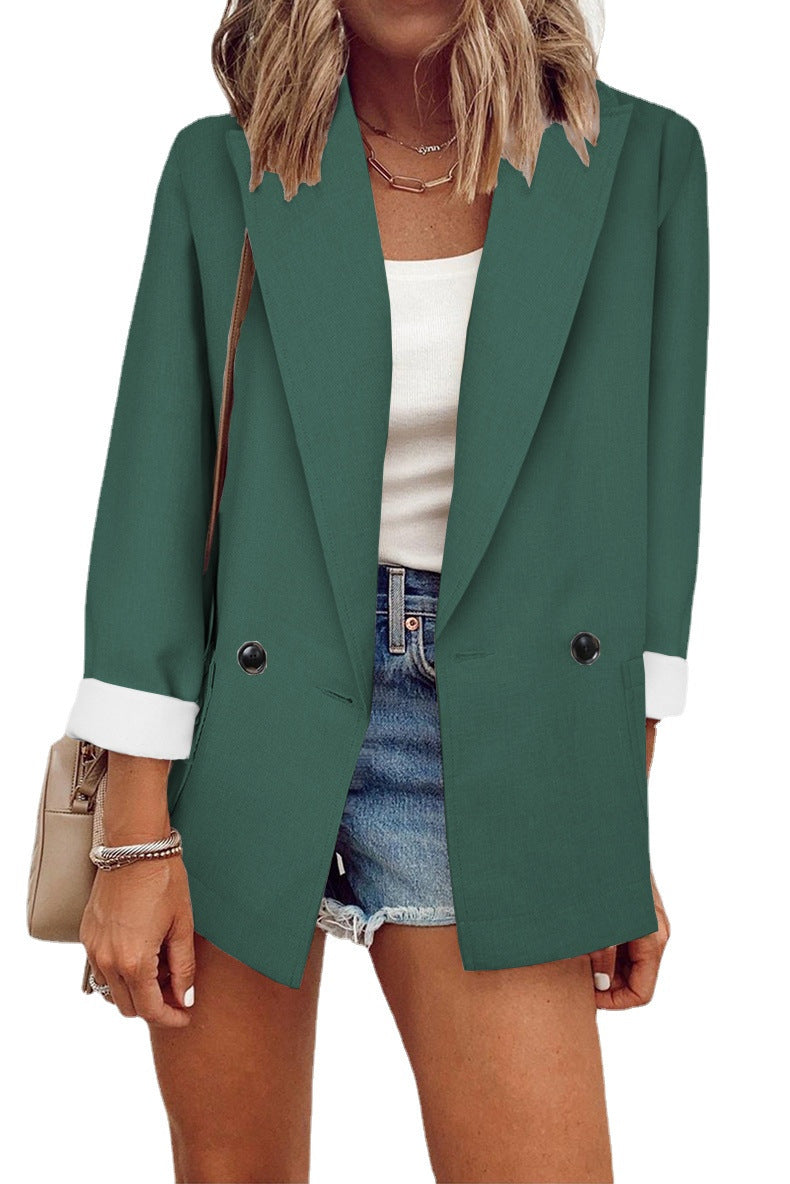 Dame afslappet oversized blazer med to knapper og dybe lommer Stilla