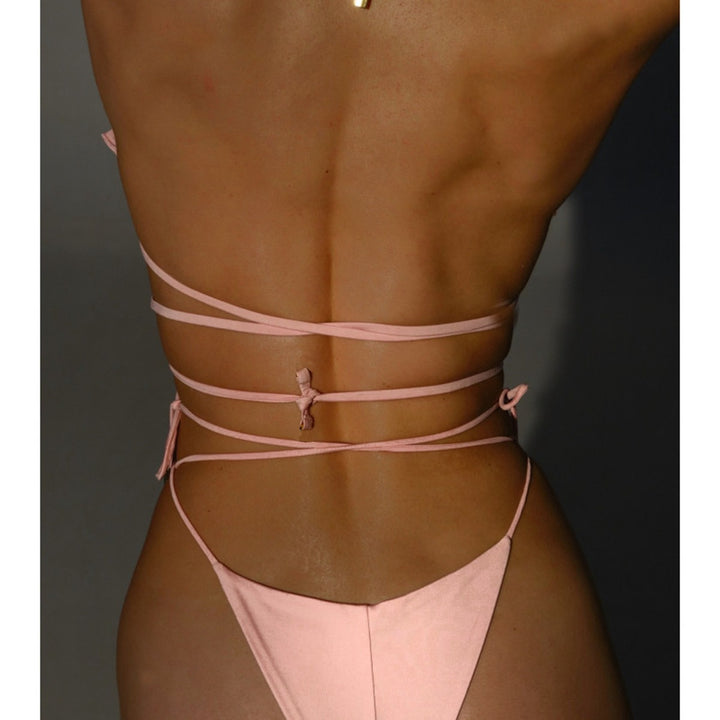 Dame Triangle-bikini med blomster 3D-detail og justerbare stropper Stilla
