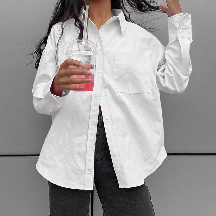 Dame Oversized Bluse med klassisk krave og afslappet snit Stilla