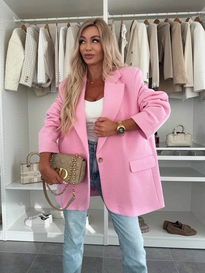 Kvinder Oversized Blazer med Teksturerede Ærmer Skovae