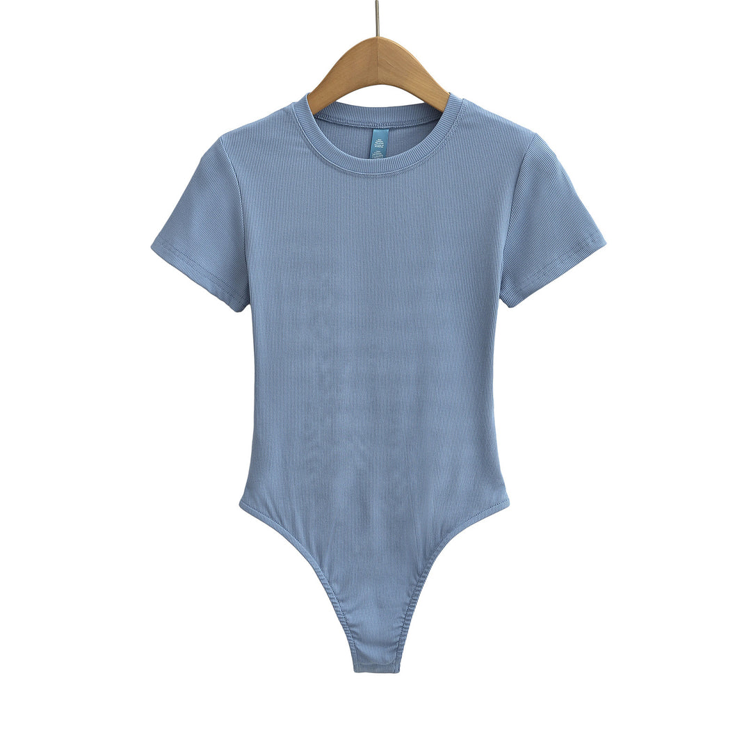 Dame figurnær Bodysuit i høj kvalitet rib-stof med kort ærme Stilla