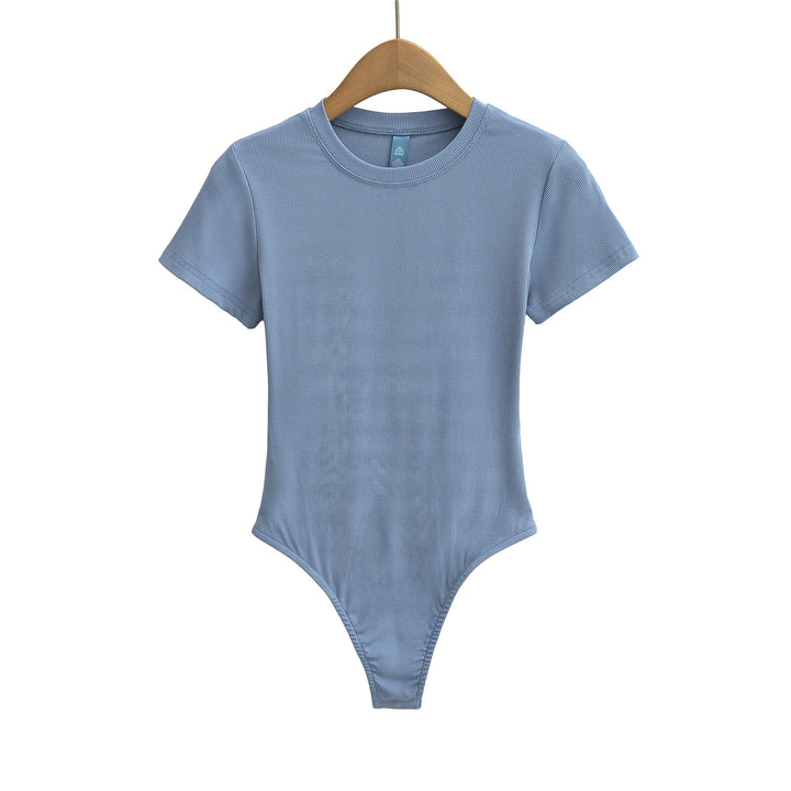 Dame figurnær Bodysuit i høj kvalitet rib-stof med kort ærme Stilla