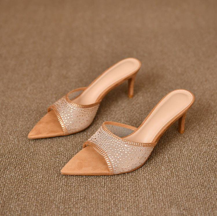 Dame Elegant Åben-Tå Hælsandal med Rhinestones Stilla