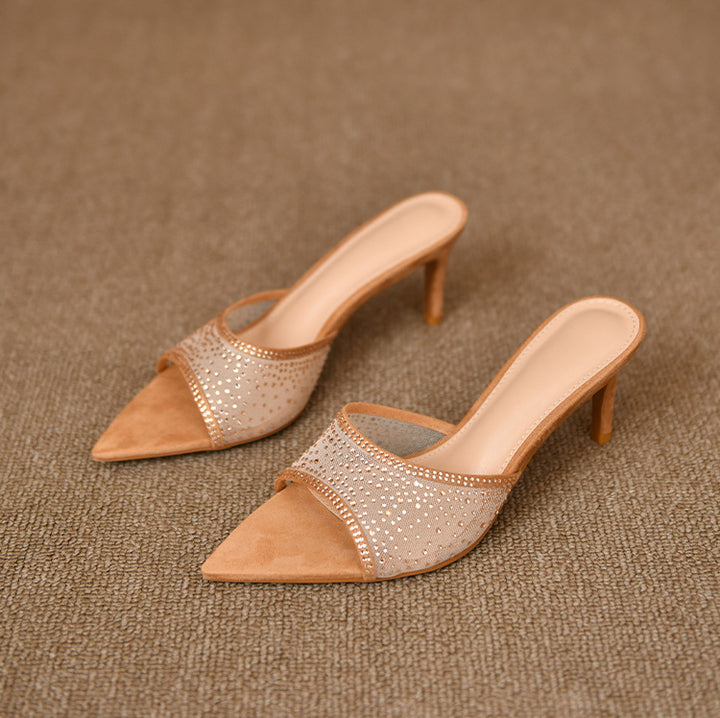 Dame Elegant Åben-Tå Hælsandal med Rhinestones Stilla