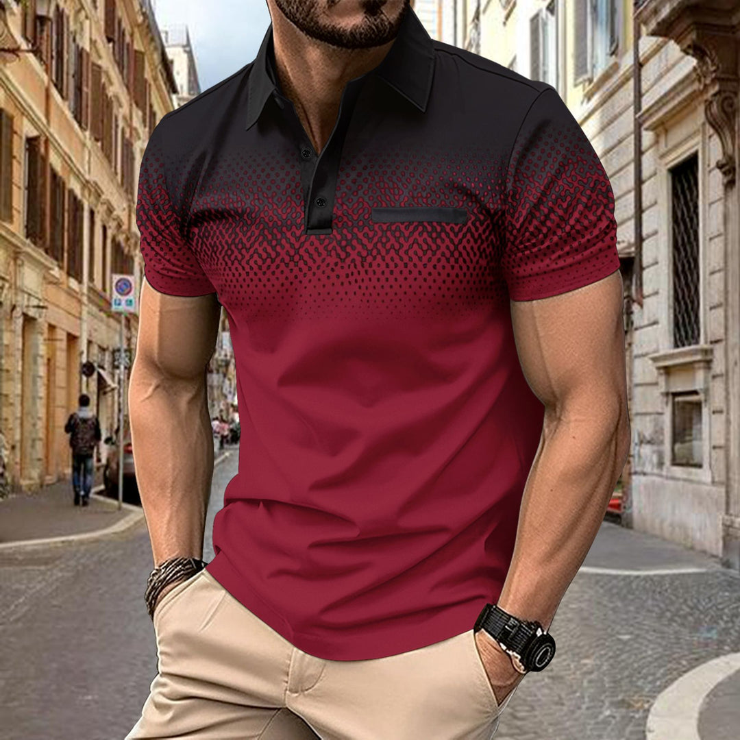Herrer kortærmet poloshirt med kreativt grafisk design og åndbart materiale Stilla
