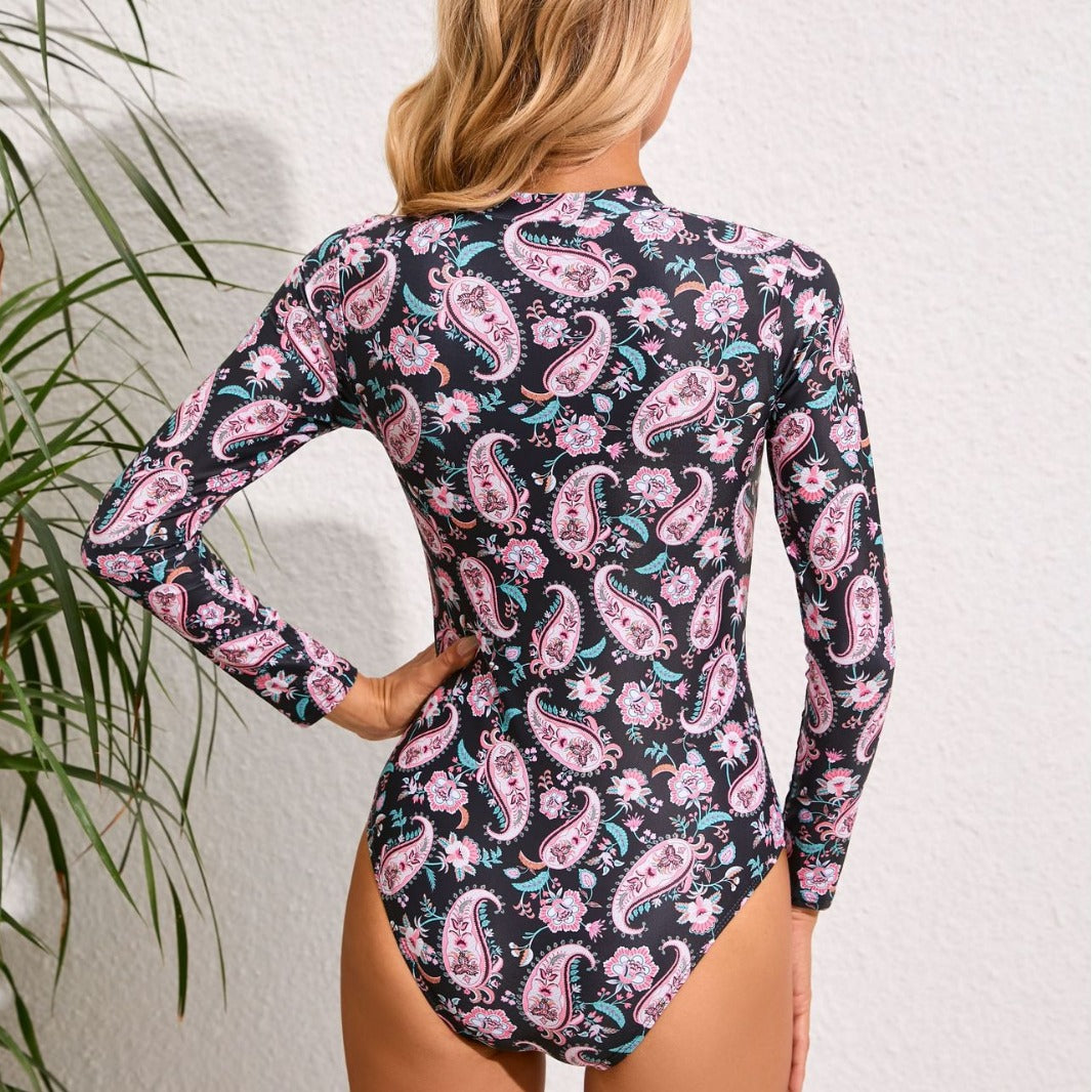 Dame Langærmet Floral Print Badedragt Stilla