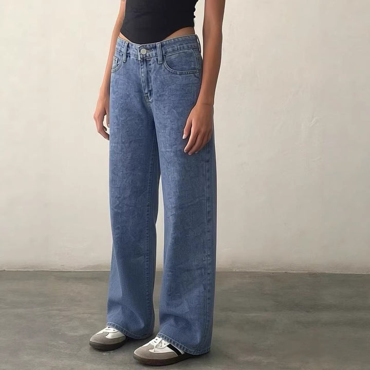 Dame Wide High-Waist Jeans med klassisk pasform og rå kanter Skovae