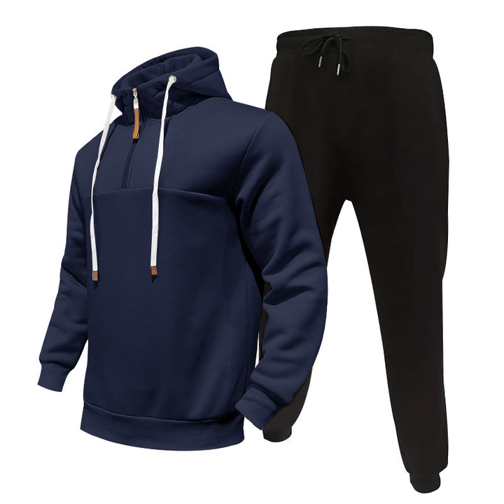 Herrer sporty hoodie-sæt med lynlås og praktiske lommer Stilla