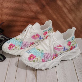 Dame Åndbare Sneakers med blomstermotiv Stilla