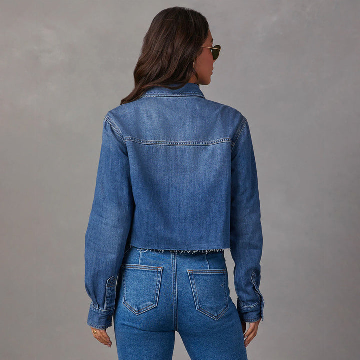 Dame Trendy Kort Jeansjakke Stilla