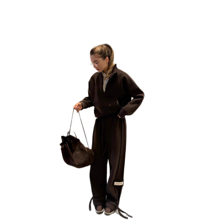 Kvinder Casual Oversized Lounge Sweatjakke og Joggingbuks Sæt Stilla