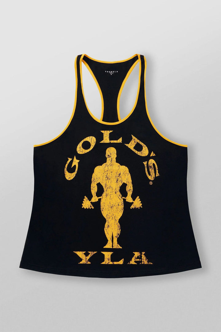 Herrer nan atletisk Stringer Tanktop rygfri snit med kontrastpiping og kraftsportmotiv Skovae
