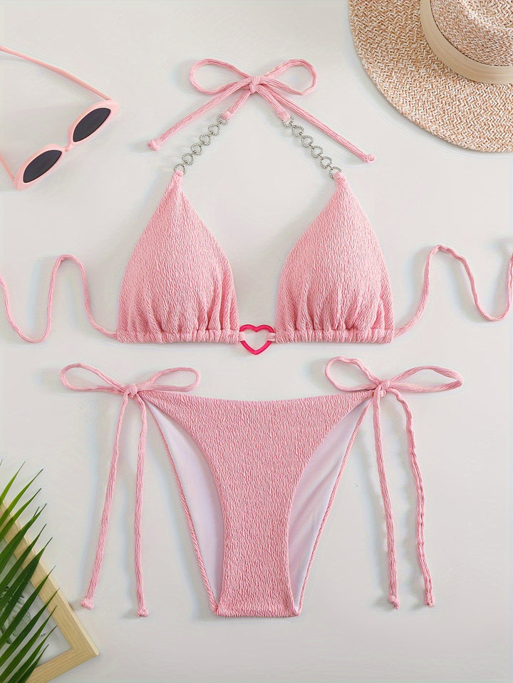 Dame triangel-bikini med raffinerede kædeaccentuer Skovae