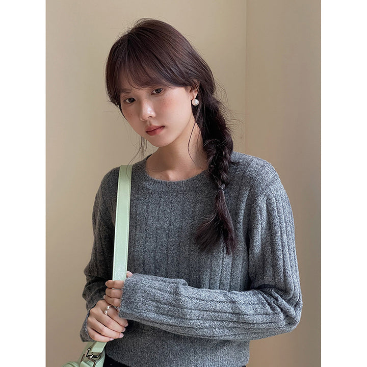 Dame elegant strikpullover med ribmønster Stilla