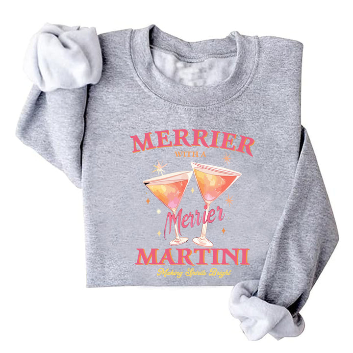 Kvinders sweatshirt med kreativ cocktailmotiv og afslappet snit Stilla