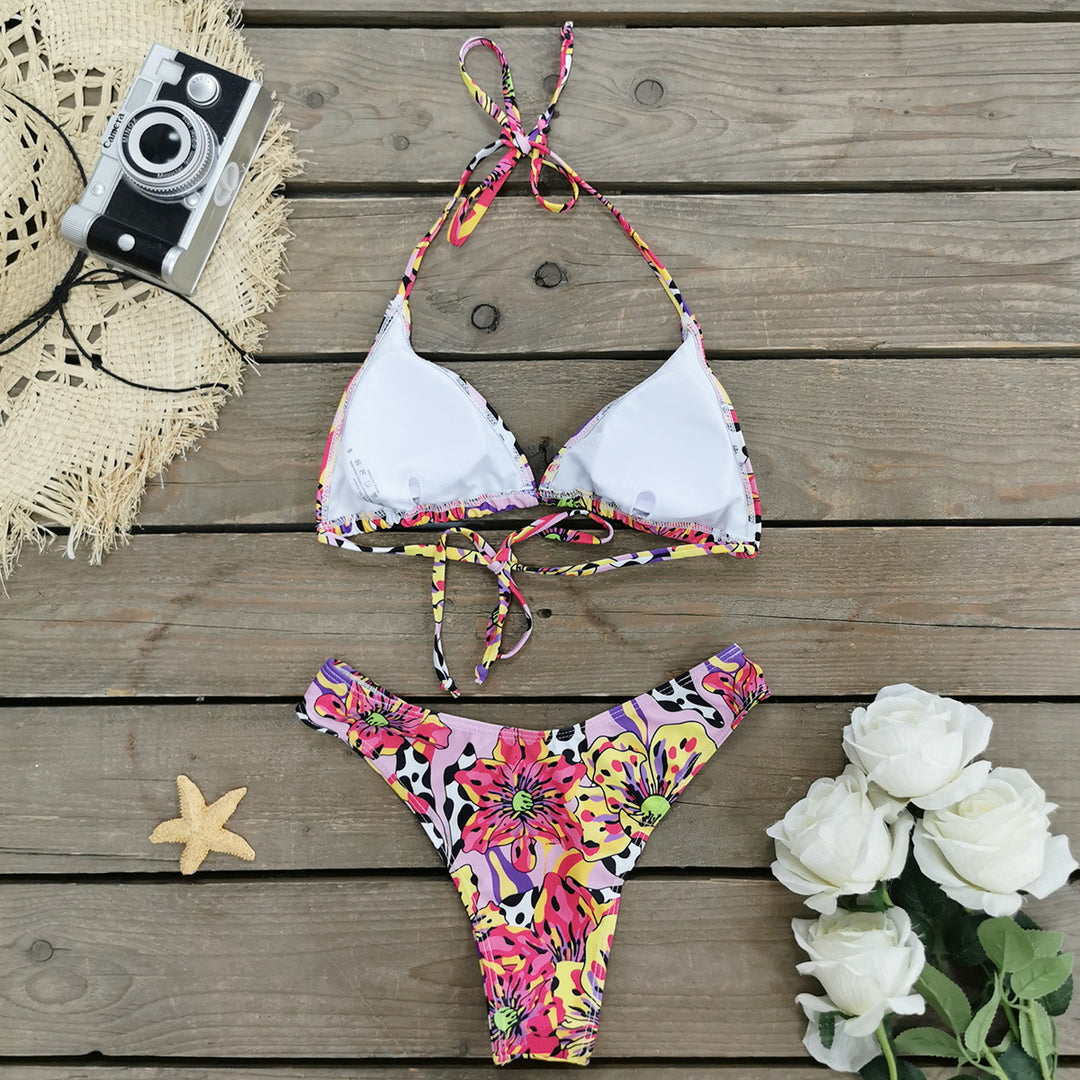 Dame Bikini-sæt med legende blomsterdesign og justerbare stropper Stilla