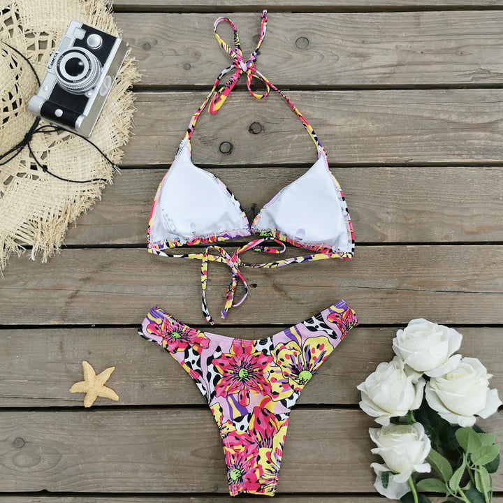 Dame Bikini-sæt med legende blomsterdesign og justerbare stropper Stilla