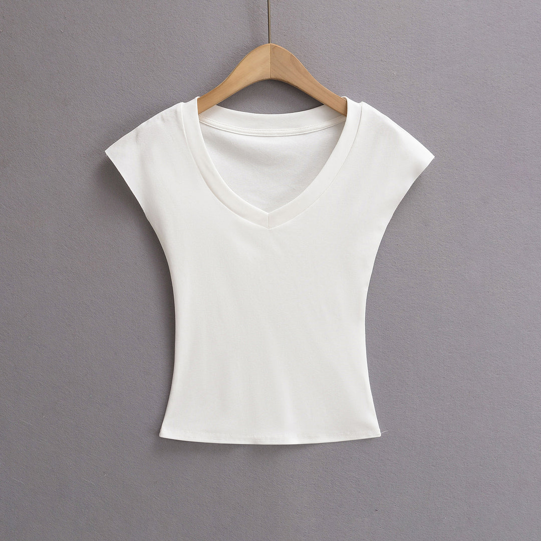 Dame Korte Ærmer V-Hals T-Shirt Stilla