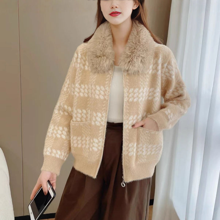 Kvinders designer cardigan med luksuriøs faux fur krave Stilla