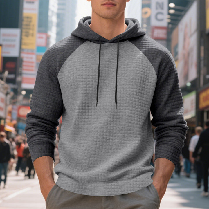 Herre nan quilted hoodie med raglanærmer og snoretræk Skovae