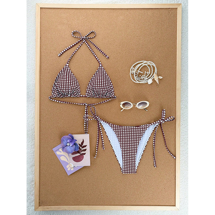 Damen triangle bikini med trendy leopardmønster Skovae