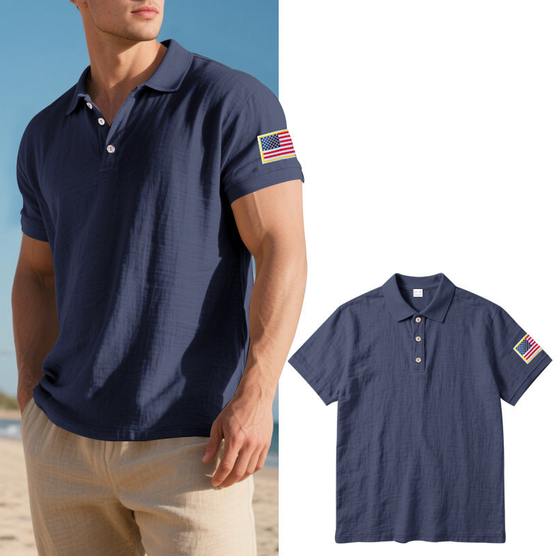 Herre polo shirt med moderigtigt amerikansk flagmotiv og højkvalitets bomuld Stilla