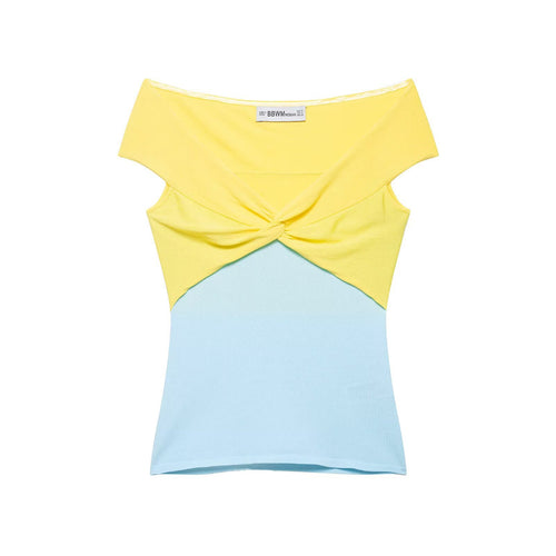 Dame Off-Shoulder Top med knude-detalje og farvegradient Skovae