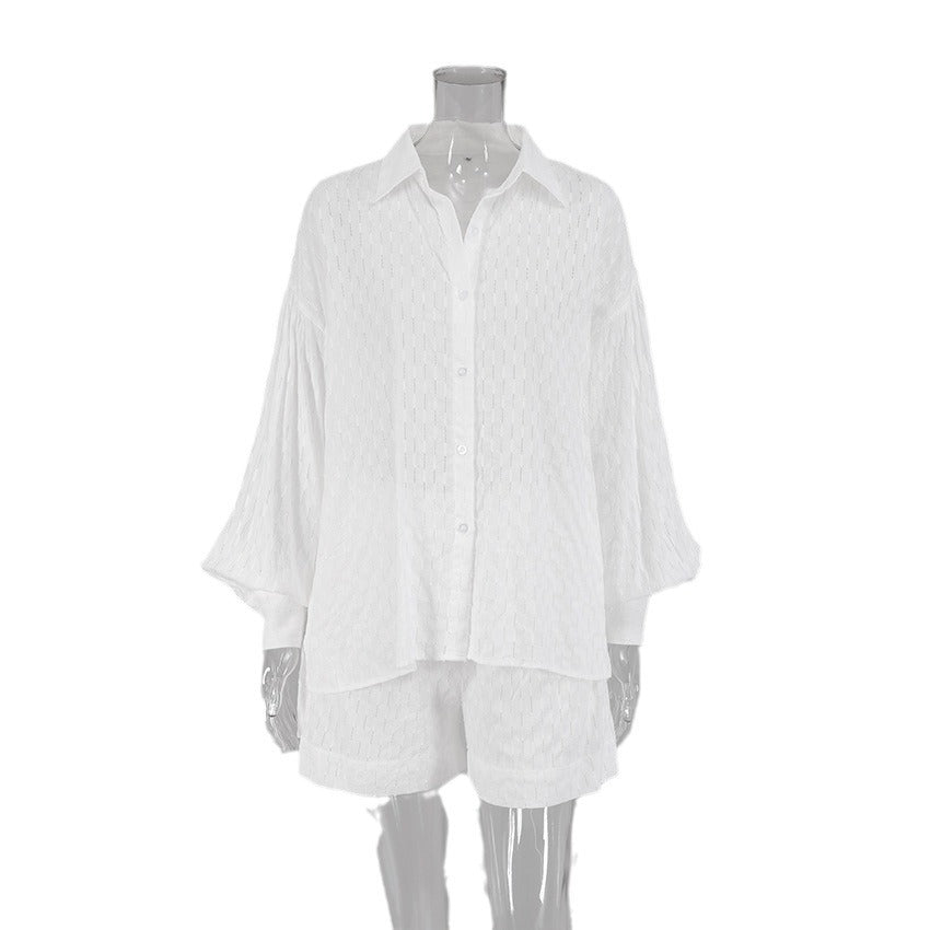 Dame løs bluse med struktureret design Stilla
