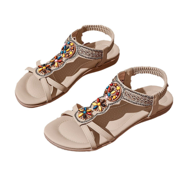 Dame sommerlige sandaler med dekorativt smykkedetalje Stilla