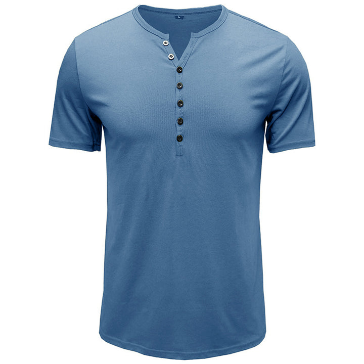 Herrer kortærmet Henley-shirt med stilfuld knaplukning Stilla