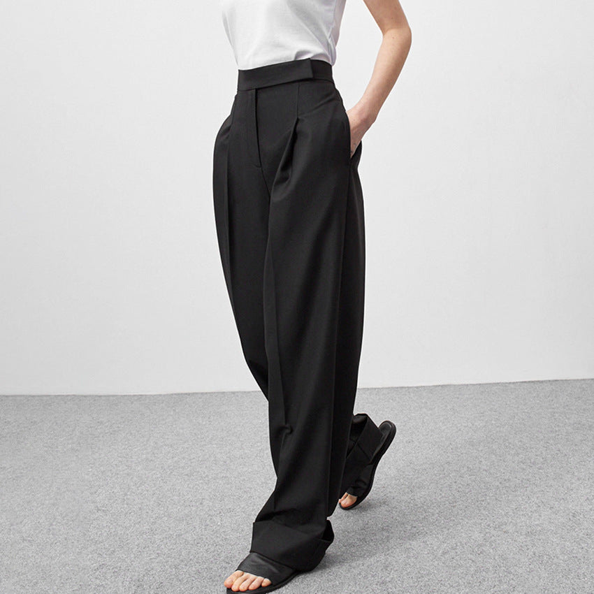 Dame bred Culotte-bukser med elegante folder og høj talje Stilla
