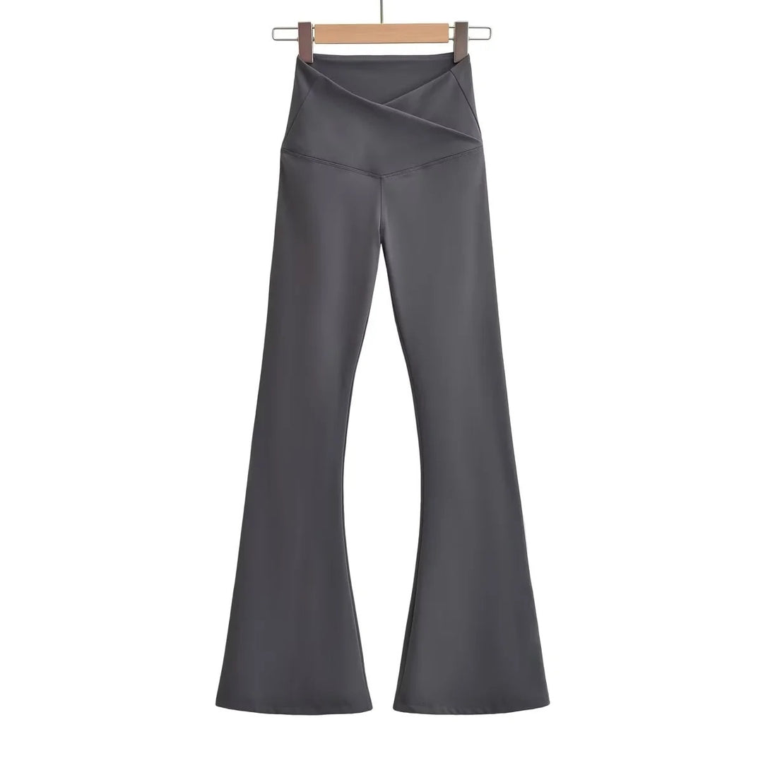 Kvinder Flared Leggings med Høj Talje og Elegant Wrap Look Stilla