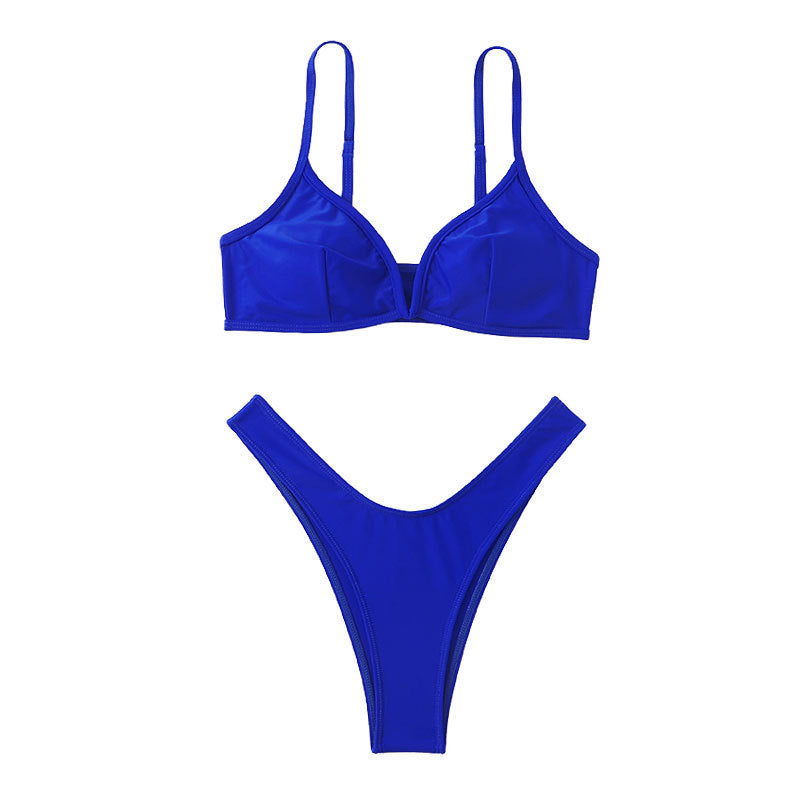 Dame Bikini-sæt med elegant V-udskæring og høj benskæring Stilla