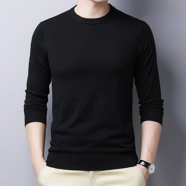 Stilla | Langærmet T-shirt Slim Fit Uld Silke Rundhalset med Ribkant
