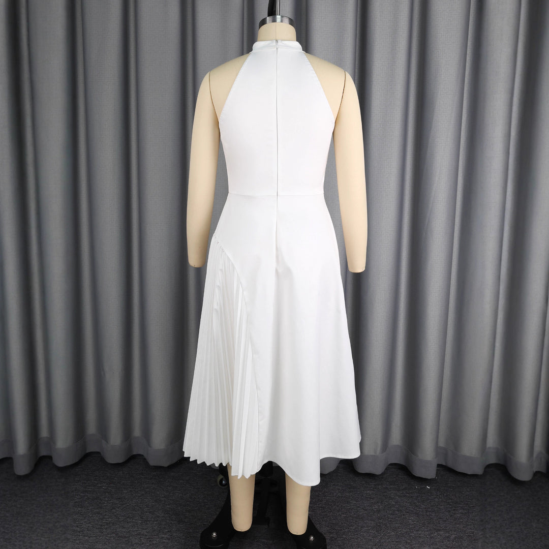 Dame Elegant midi kjole med plissé-detalje Skovae